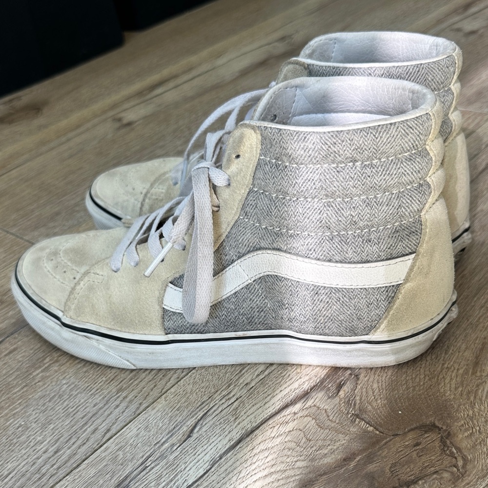 Vans Cream and Gray High-Top Sneakers - Picture 10 of 12